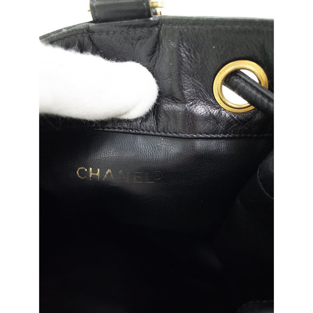 Chanel Coco Mark Drawstring One Shoulder Bag Black - image 5